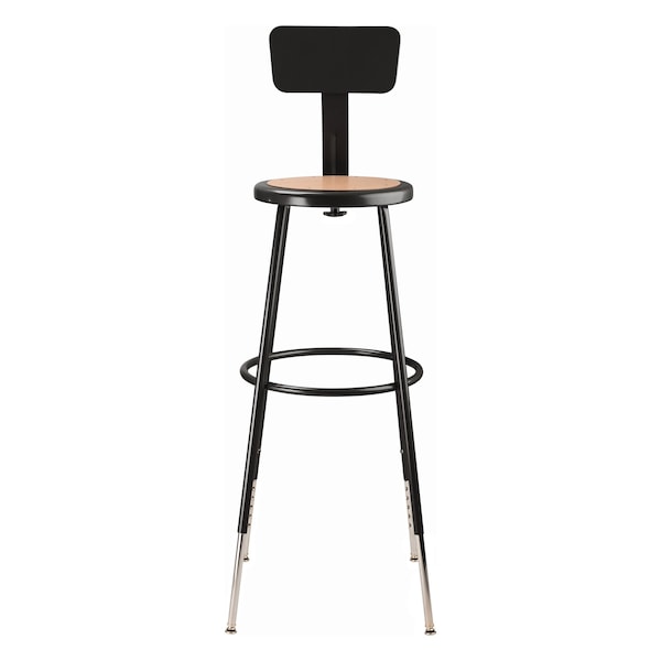 NPS 32 -39 Height Adjustable Heavy Duty Steel Stool With Backrest, Black